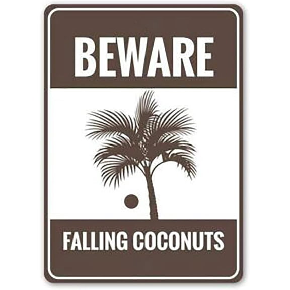 Beware Falling Coconuts Sign Tin Signs Metal Signs Beah House Decor Warning Signs 8x12 Inch