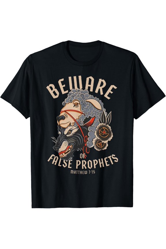 Beware False Prophets Sheep Wolf T Shirt Size S-5XL