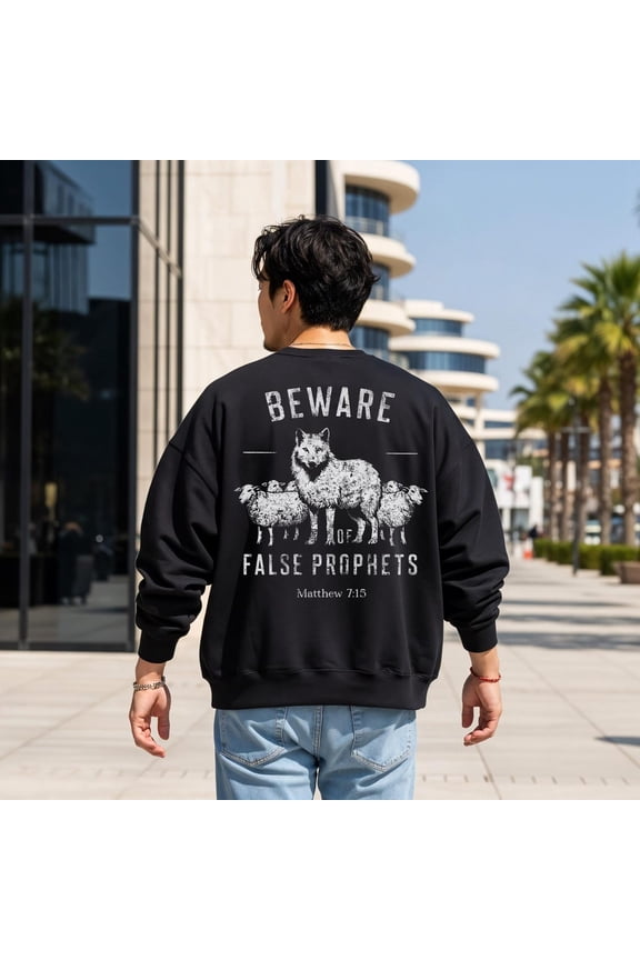 Beware of False Prophets Sweatshirt | Wolf in Sheep's Clothing Shirt | Christian Dad | Grunge Bible Verse Tee | Faith Streetwear, F6900 All Size S-5Xl