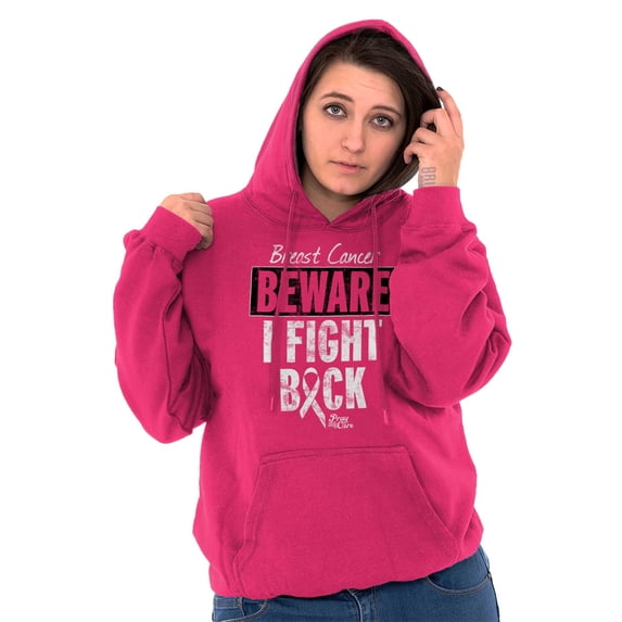 Beware Fight Back Breast Cancer Pink Hoodie Sweatshirt Women Brisco Brands M