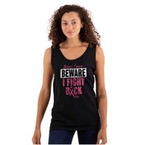 Beware Fight Back Breast Cancer Pink Tank Top Tee Shirt Women Brisco Brands S