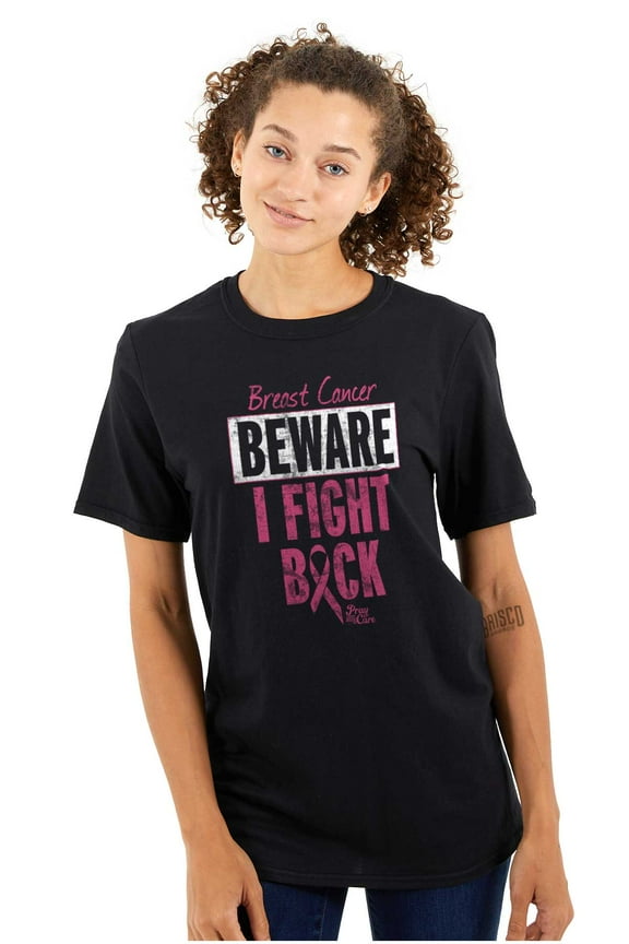 Beware Fight Back Breast Cancer Pink Women's Plus Size Graphic Tee Brisco Brands 3X
