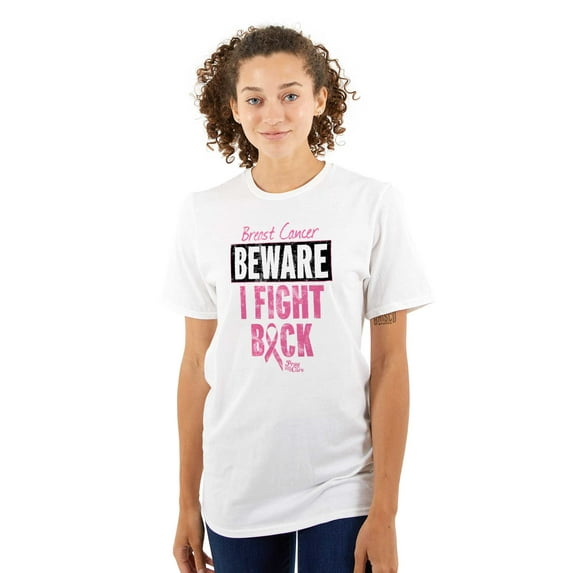 Beware Fight Back Breast Cancer Pink Women's Graphic T Shirt Tees Brisco Brands S
