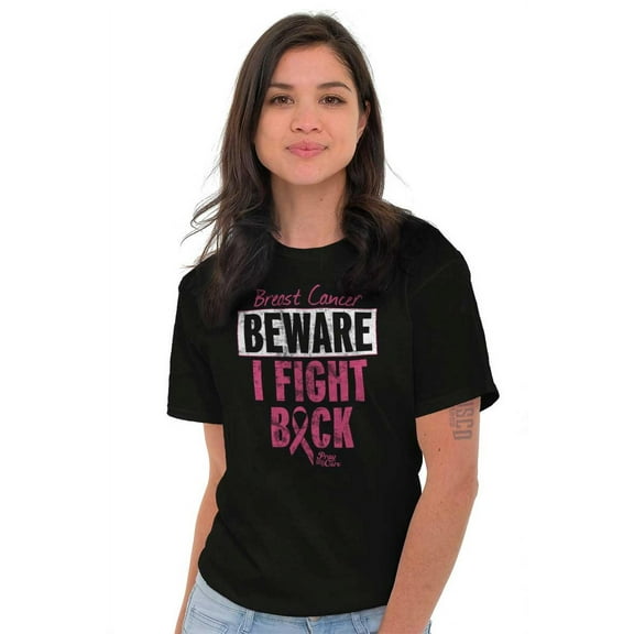 Beware Fight Back Breast Cancer Pink Women's Graphic T Shirt Tees Brisco Brands X