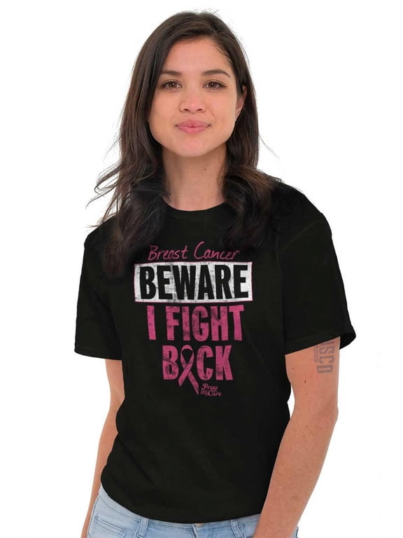 Beware Fight Back Breast Cancer Pink Women's Graphic T Shirt Tees Brisco Brands X