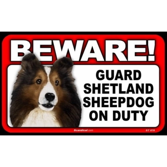 Beware Guard Dog On Duty Sign - Shetland Sheepdog