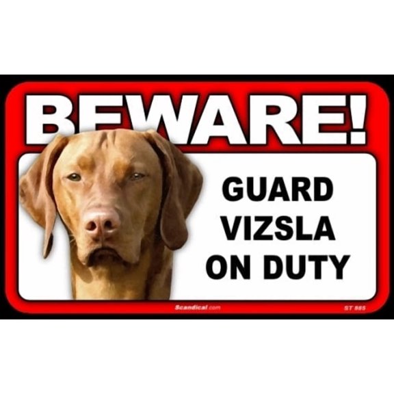 Beware Guard Dog On Duty Sign - Vizsla