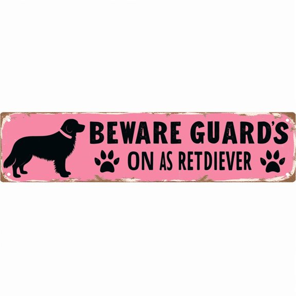 Beware Guard Dog Sign 16*4 Inches "BEWARE GUARD'S ON AS RETDIEVER" Pet Lover Home Decor
