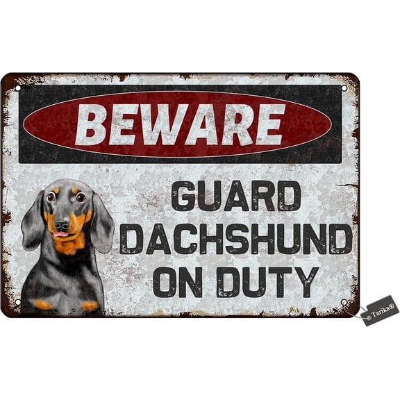 Beware Guard German Shepherd On Duty 8X12 Inch Tin Vintage Look Decoration Painting Sign for Home Kitchen Bathroom Farm Garden Garage Inspirational Quotes Wall Decor