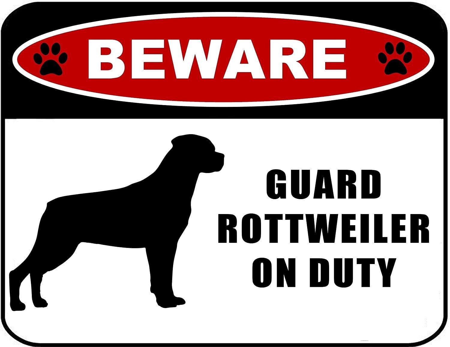 Beware Guard Rottweiler (silhouette) on Duty 11.5 inch x 9 inch ...