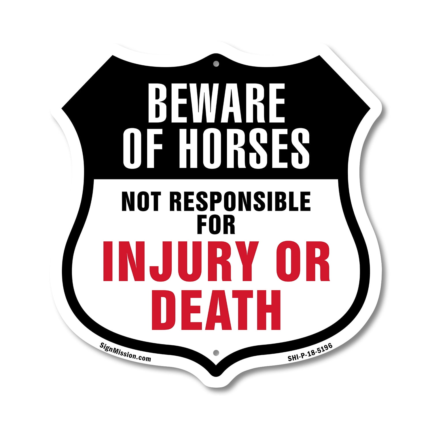 Beware Of Horses Not Responsible For Injury Or Death (2 Pack) 12 inch X ...