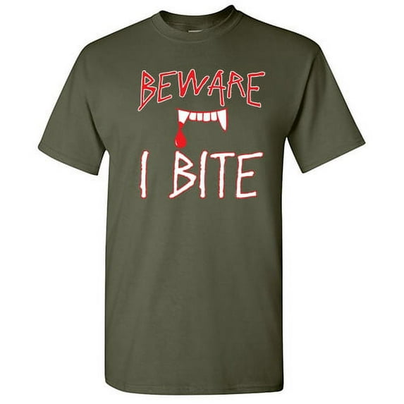 Beware I Byte Sarcastic Halloween Humor Graphic Novelty Funny T Shirt