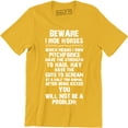 thumbnail image 1 of Beware I Ride Horse Which Means I Own Pitchforks Will Not Be A Problem Men's T-Shirt, 1 of 4