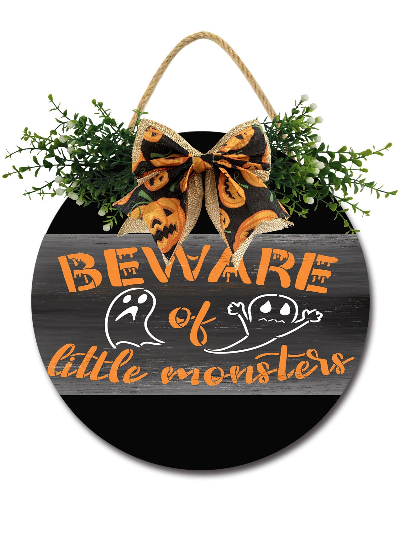 Beware Of Little Monsters Sign Front Door Porch Decorations, Round Rustic  Wood Hanging Sign for Farmhouse Porch Outdoor Home Holiday Front Door Sign  Decor - Walmart.com