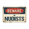 thumbnail image 1 of Beware Of Nudists Rustic Sign | Rustic, Distressed Vintage Look | Plastic Sign | Indoor/Outdoor | Funny Home Décor for Garages, Living Rooms, Bedrooms, Offices, 1 of 4