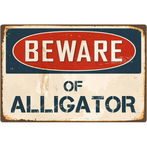 Beware Of Alligator 8” x 12” Vintage Aluminum Retro Metal Sign VS010