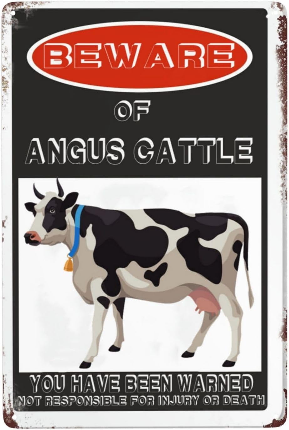 Angus Sign Beware Of Angus Cattle Metal Sign Warning Sign Safety Signs For Home ...