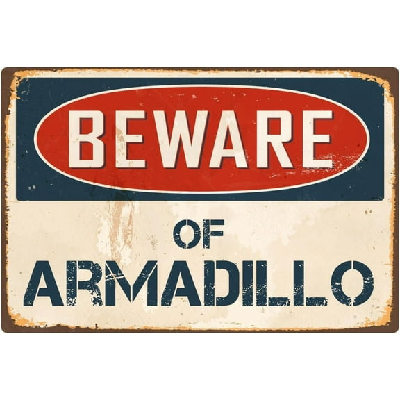 Beware Of Armadillo 8” x 12” Vintage Aluminum Retro Metal Sign VS026