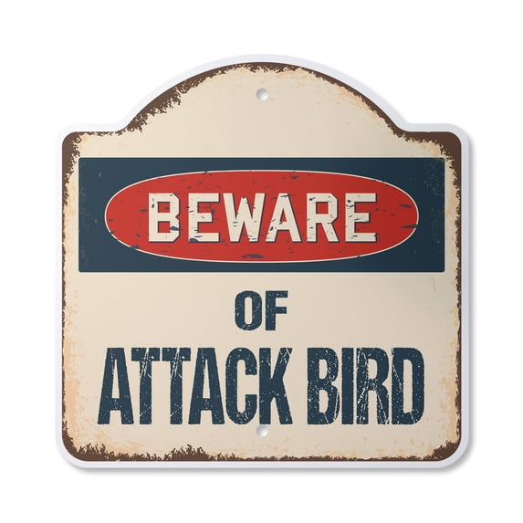 Beware Of Attack Bird 10” x 10” Sign | Indoor/Outdoor Plastic | SignMission Designer Classic Rust Wall Plaque Novelty Gift Funny Joke Gag Road Garage