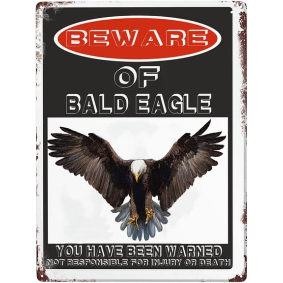 Beware Of Bald Eagle Funny Tin Signs Wall Decor Man Cave Garage Far Bar Pub 17.2x12 Inch