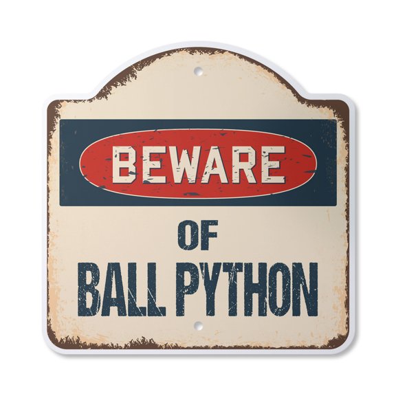 Beware Of Ball Python 10” x 10” Sign | Indoor/Outdoor Plastic | SignMission Designer Classic Rust Wall Plaque Novelty Gift Funny Joke Gag Road Garage