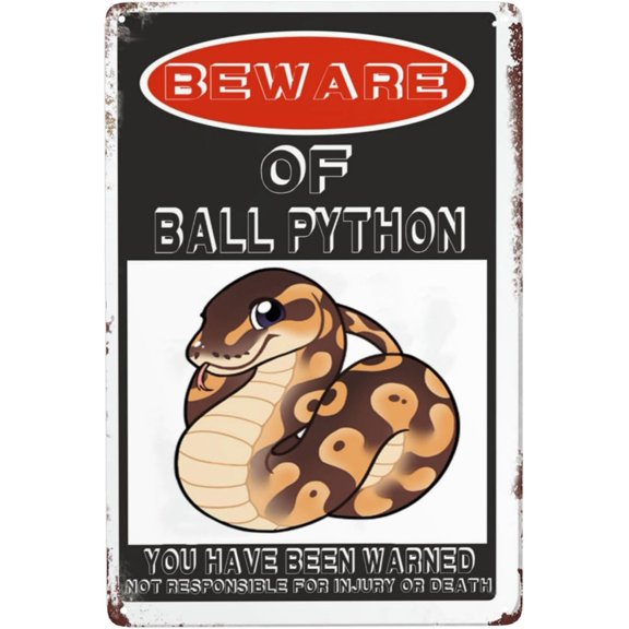 Beware Of Ball Python Funny Tin Signs Wall Decor Man Cave Garage Far Bar Pub 8x12 Inch