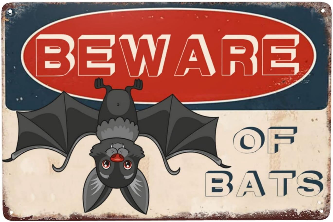 Beware Of Bats Metal Sign Warning Sign Safety Signs For Home Outdoor ...