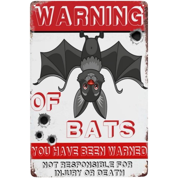 Beware Of Bats Sign,12"X 8" Rust Free Beware Of Bats Warning Signs, Pre-Drilled Holes For Easy Mounting Outdoor Use For Fence Door Or Gate
