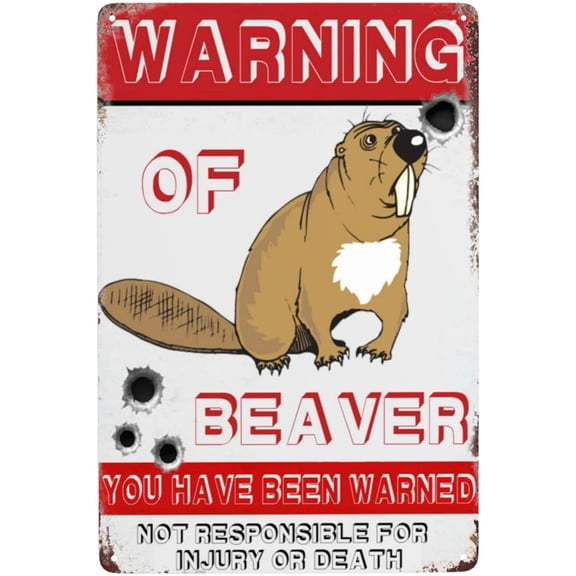 Beware Of Beaver Sign,12"X 8" Rust Free Beware Of Beaver Warning Signs, Pre-Drilled Holes For Easy Mounting Outdoor Use For Fence Door Or Gate