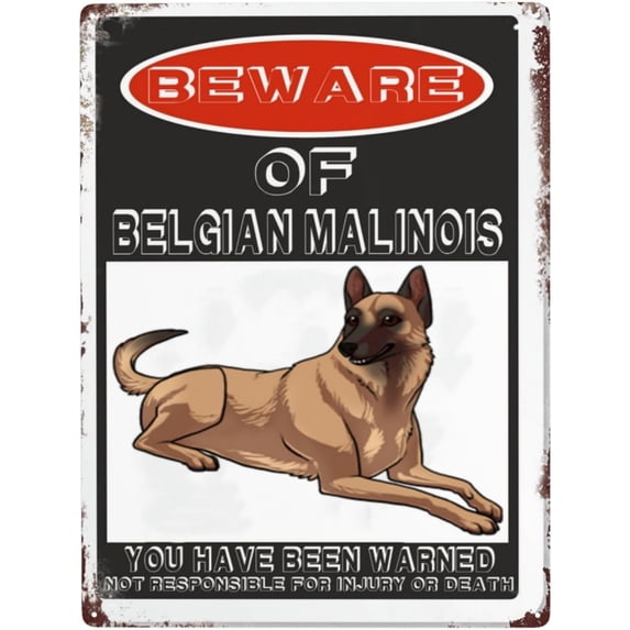 Beware Of Belgian Malinois Funny Tin Signs Wall Decor Man Cave Garage Far Bar Pub 12"x8" Inch