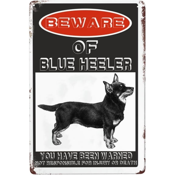 Beware Of Blue Heeler Funny Tin Signs Wall Decor Man Cave Garage Far Bar Pub 8x12 Inch