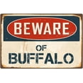 thumbnail image 1 of Beware Of Buffalo 8” x 12” Vintage Aluminum Retro Metal Sign VS081, 1 of 5