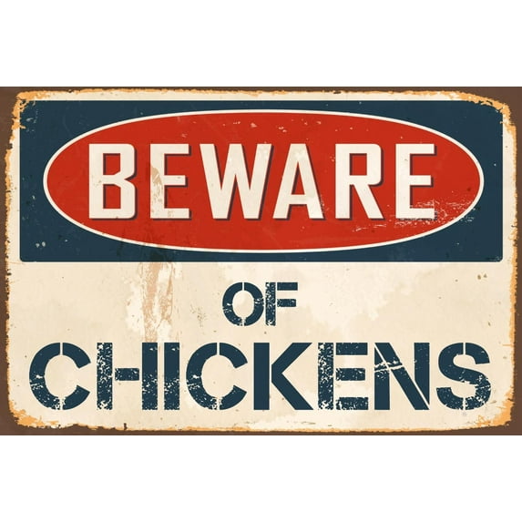 Beware Of Chickens 8” x 12” Vintage Aluminum Retro Metal Sign VS465