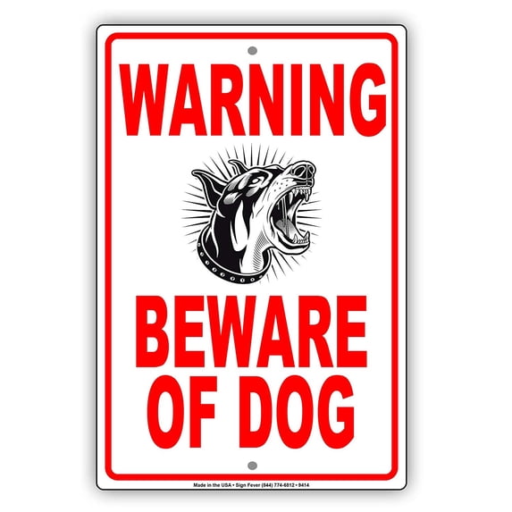 Beware Of Dog Might Bite Caution Beware Enter At Your Own Risk Metal Aluminum Sign 12x18