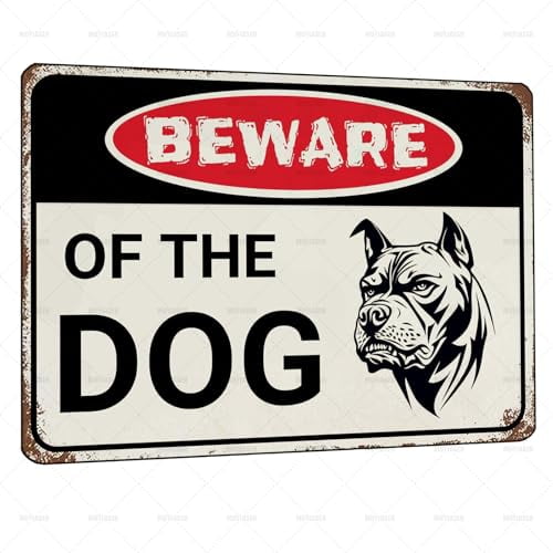 Beware Of Dog Pitbull Warning Metal Sign Tin Signs Aluminum Plaque For Outdoors Use Yard Farm Fence Home Wall Decor 8X12 Inch