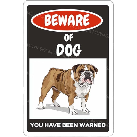 Beware Of Dog Sign Bulldog You Have Been Warned Aluminum Metal Tin Signs Door Sign Warning Sign For Fence Gate Yard Home Wall Decor 8x12 Inch