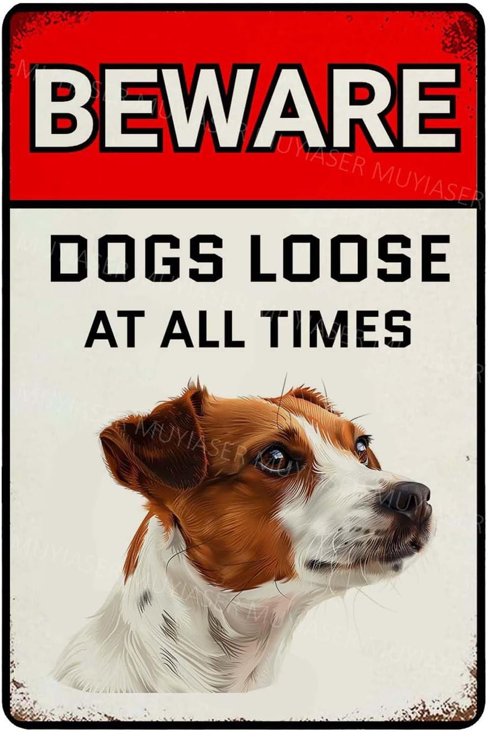 Pancarte 'Beware Of The Jack Russell' – Noir Et Or – Maison/Jardin – Home Works