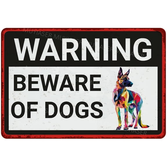 Beware Of Dogs Sign Belgian Malinois Beware Of Dog Sign Aluminum Metal Tin Signs Door Sign Warning Sign For Fence Gate Yard Home Wall Decor 8x12 Inch