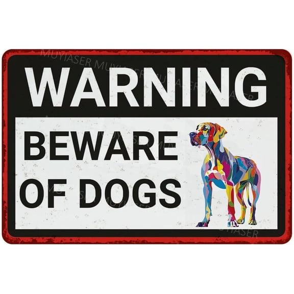 Beware Of Dogs Sign Great Dane Beware Of Dog Sign Aluminum Metal Tin Signs Door Sign Warning Sign For Fence Gate Yard Home Wall Decor 8x12 Inch