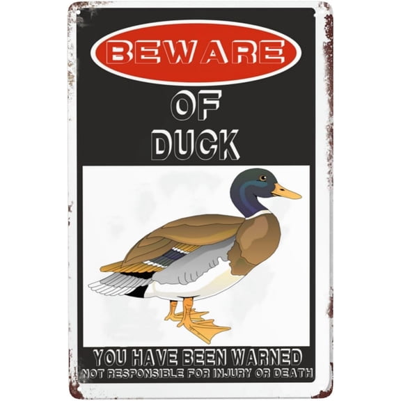 Beware Of Duck Sign,12"X 8" Rust Free Beware Of Duck Warning Signs, Pre-Drilled Holes For Easy Mounting Outdoor Use For Fence Door Or Gate