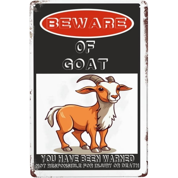 Beware Of Goat Sign,12"X 8" Rust Free Beware Of Goat Warning Signs, Pre-Drilled Holes For Easy Mounting Outdoor Use For Fence Door Or Gate