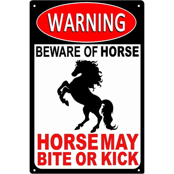Beware Of Horse Warning Sign - 8"x12" Aluminum Sign, Fence Gate Outdoor Farm Safety Decoration