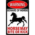 thumbnail image 1 of Aluminum Horse Sign Beware of Horse 12 x 8 Inches - Aluminum Warning Sign, Fence Gate Outdoor Decoration, Indoor Outdoor Farm, Ranch, 1 of 6