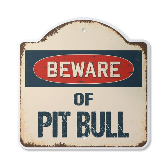 Beware Of Pit Bull 14" X 14" Sign | Indoor/Outdoor Plastic | SignMission Designer Classic Rust Wall Plaque Novelty Gift Funny Joke Gag Road Garage