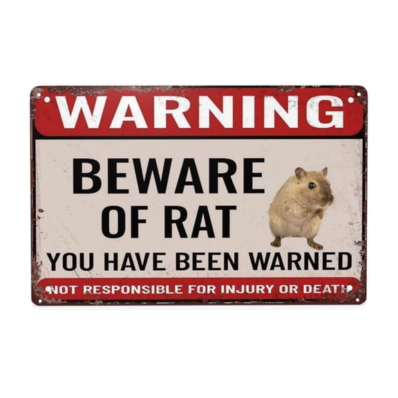 Beware Of Rat Vintage Metal Aluminum Tin Sign Door Signs Exterior Home Cave Garage Bar Country Poster Club Wall Plaque Decoration Retro 8x12 Inch