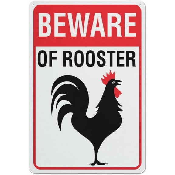 Beware Of Rooster Sign Outdoor Metal Sign - 8"x12" Metal Signs For Business, Workplace, Office, Home, Delivery Signs, Road Signs, Garden Signs