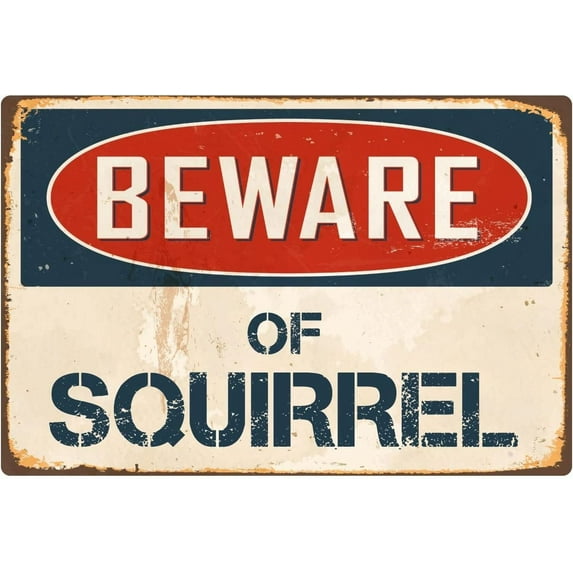 Beware Of Squirrel 8” x 12” Vintage Aluminum Retro Metal Sign VS401