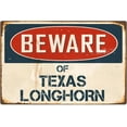 thumbnail image 1 of Beware Of Texas Longhorn 8” x 12” Vintage Aluminum Retro Metal Sign VS412, 1 of 5