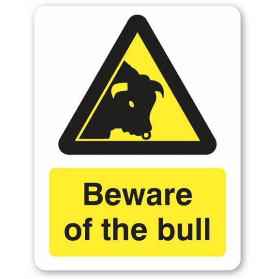 Beware Of The Bull Sign Animal & Livestock Metal Sign 8x12 Inch Notice Danger Warning Caution for Outdoor & Indoor