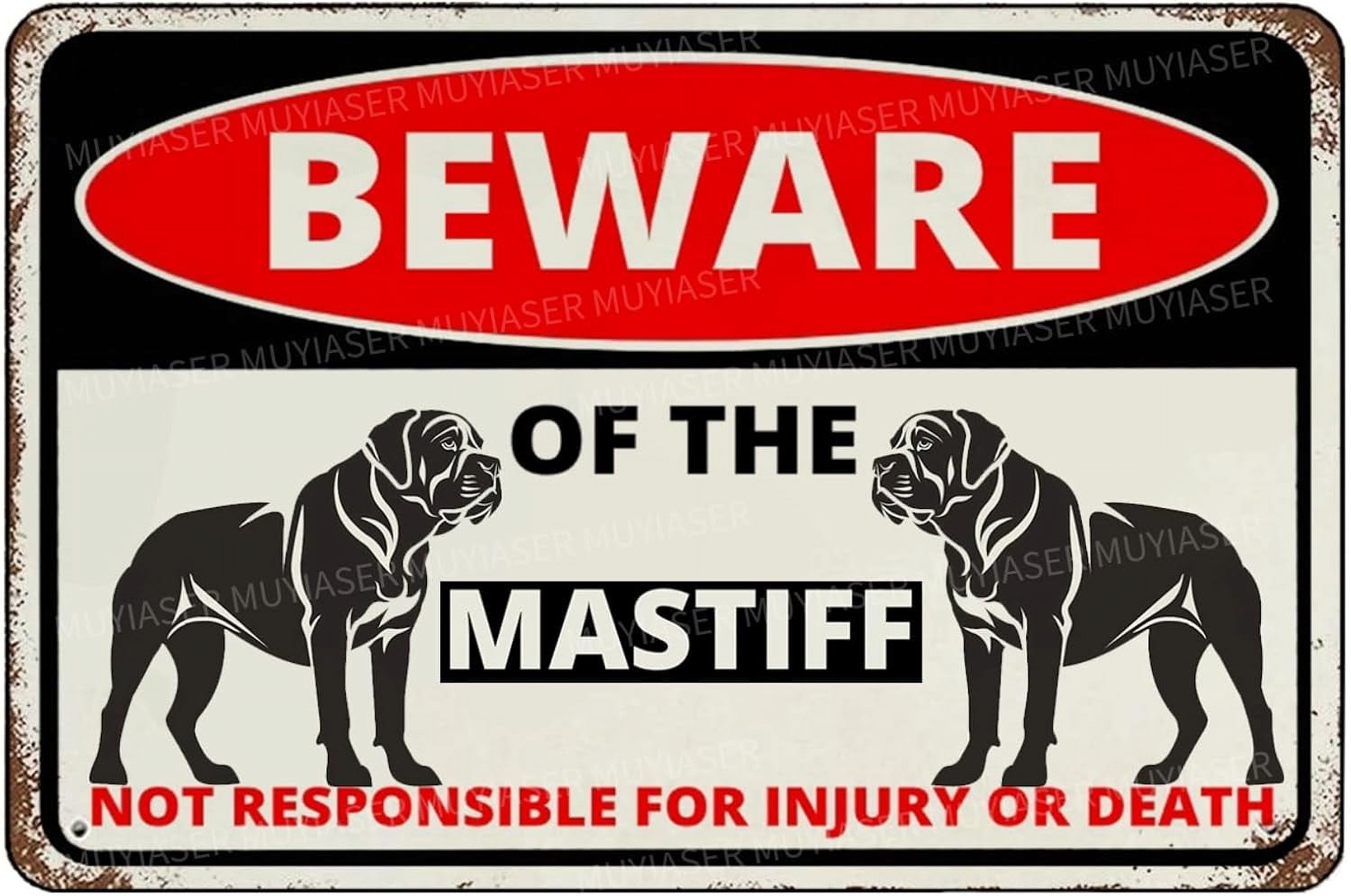 Beware Of The Dog Mastiff Sign Aluminum Metal Tin Signs Outdoor Yard ...